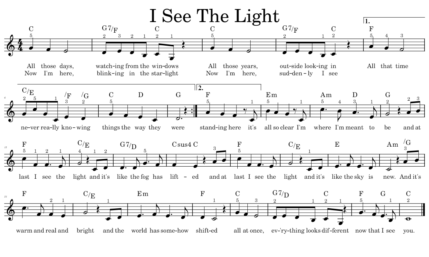 I See The Light - Melody