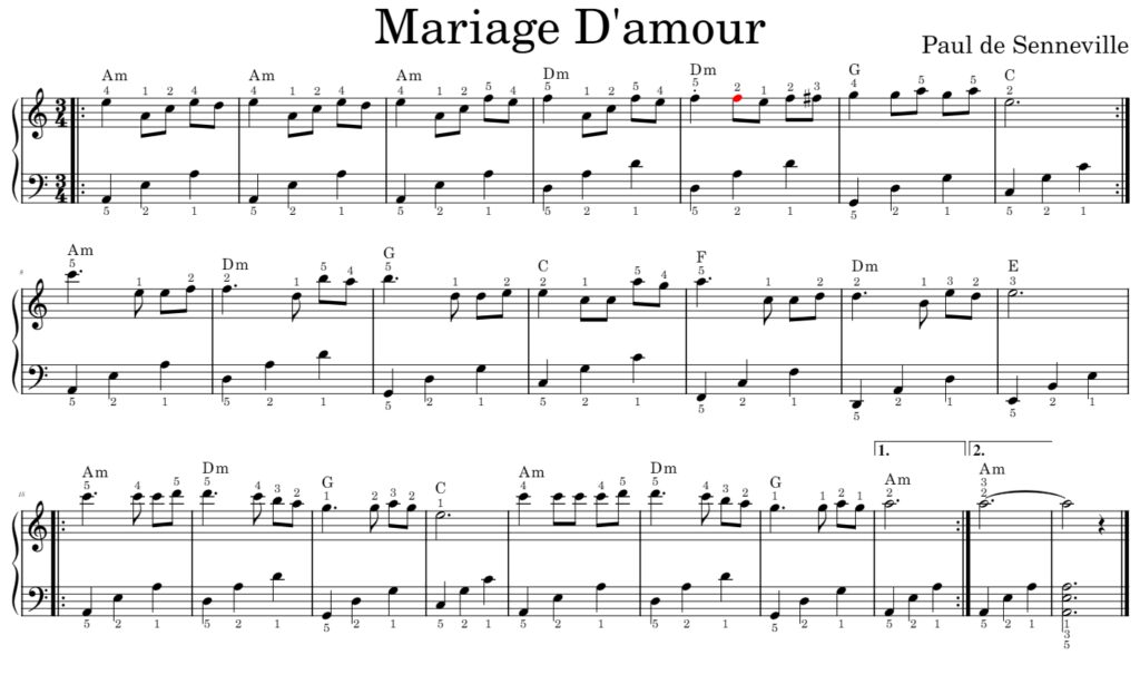 Mariage D'amour Solo Piano