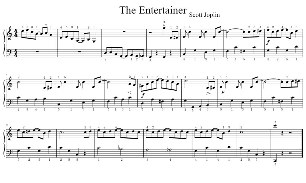 The Entertainer Solo Piano Easy 1